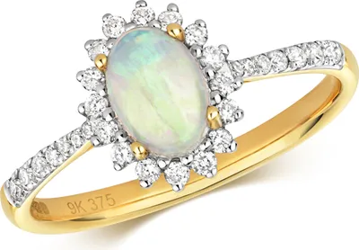 Produktbild von Chicer 9 Karat (375) Gold Cluster Damen - Diamant Solitärring Brillant-Schliff 0.24 Karat HI - I1 mit Opal, 54 (17.2); TRS28847RSN