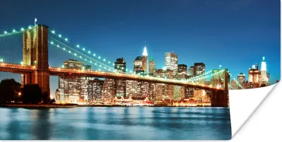 Produktbild von MuchoWow® Poster New York - Brücke - Architektur - Brooklyn - Licht 40x20 cm - Poster für die Wand - Poster Schlafzimmer