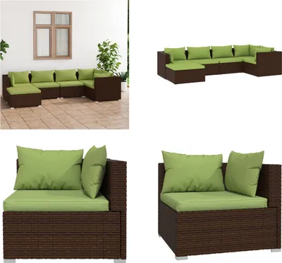 Produktbild von vidaXL 6 tlg. Garten Lounge Set mit Kissen Poly Rattan Braun - Garten-Lounge-Set - Garten-Lounge-Sets - Terrassen-Lounge-Set - Terrassen-Sofa-Set