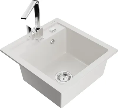 Image de Évier 1 bac en granit Vito avec mitigeur Rita, blanc (6503-20-670300-00)