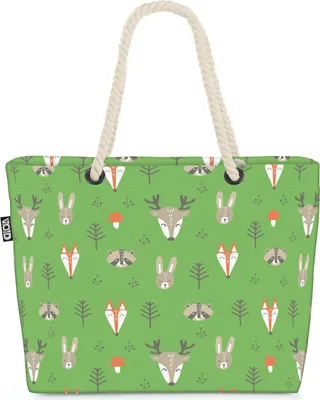 Produktbild von VOID Fuchs Hase Reh Strandtasche Shopper 58x38x16cm 23L XXL Einkaufstasche Tasche Reisetasche Beach Bag
