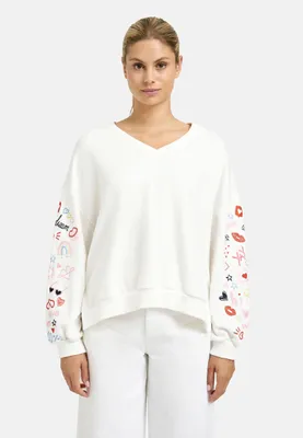 Produktbild von Smith & Soul (338) OVERSIZE SWEATSHIRT SLEEVE EMBROIDE, OFFWHITE 104 104 M