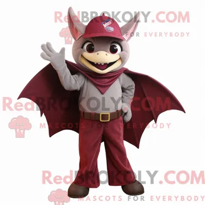 Obrázok produktu pre Maskot spoločnosti REDBROKOLY, kaštancová netopierka, oblečená v džínsach typu Flare a Wraps