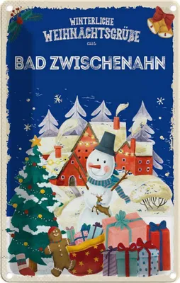 Produktbild von vianmo Blechschild 30x20 cm Weihnachtsgrüße aus BAD ZWISCHENHAHN Weihnachten