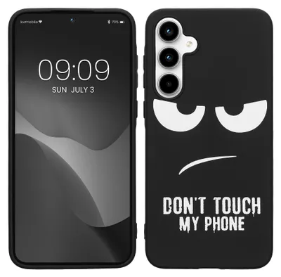 Produktbild von kwmobile Hülle kompatibel mit Samsung Galaxy A35 - Handyhülle Silikon Case - Don't touch my Phone Weiß Schwarz
