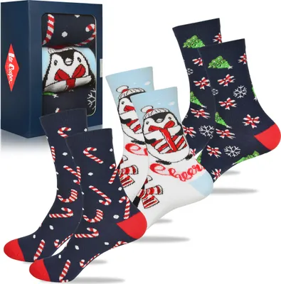 Zdjęcie produktu dla 3 pary świątecznych skarpet dla kobiet od Lee Cooper jako prezent na Boże Narodzenie 35-38