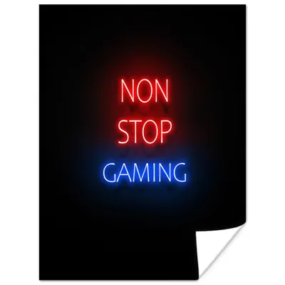 Produktbild von MuchoWow® Poster Text - Spiele - Nonstop-Spiele - Neon - Schwarz 90x120 cm - Wohnzimmer