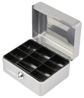 Produktbild von Geldkassette abschließbar, Münzeinsatz mit 6 Münzfächer, HMF 10215-09, Silber