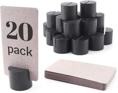 Produktbild von Kleine Holz-Tafelnummerhalter, 25 Stück, schwarz, aus Kraftpapier