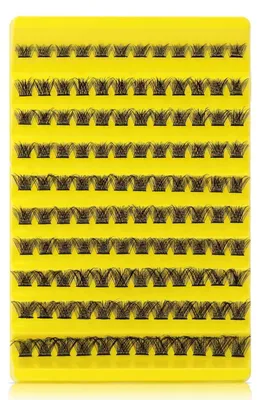 Image de Clusters de cils de 10 mm, forme D, cils individuels, pour application manuelle, paquets de cils, bande fine, 120 pièces