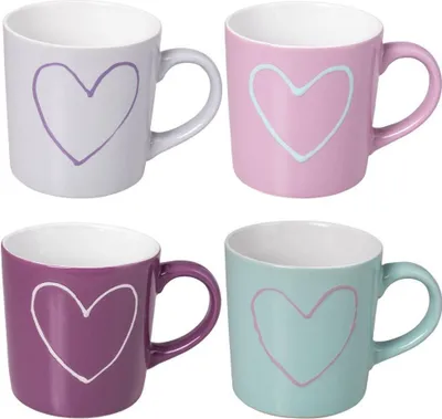 Obrázek produktu pro ORION keramický hrnek keramický hrnek s uchem HEART 0,6l SET 4 ks