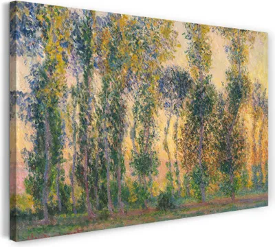 Produktbild von Leinwandbild (60x40cm): Claude Monet - Pappeln in Giverny bei Sonnenaufgang, echter Holz-Keilrahmen inkl. Aufhänger, handgefertigt in Deutschland