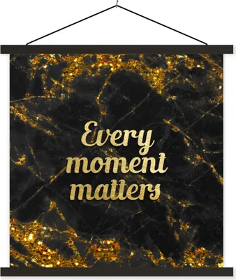 Produktbild von MuchoWow® Textilposter Zitat - Gold - Glitter - Marmor 60x60 cm mit schwarzem Rahmen - Posteraufhänger