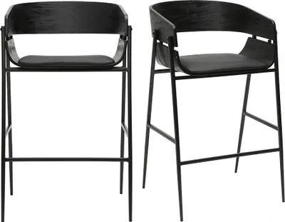 Produktbild von Miliboo - Schwarze Designer-Barhocker (2er Set) WESS