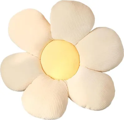 Produktbild von STILVORA Dekokissen, Sonnenblumen Kissen, Plüschiges Dekokissen in Blumenform, 40 cm, ideal für Sofa, Kinderzimmer, kuschelig, dekorativ und gemütlich für Zuhause, Weiß