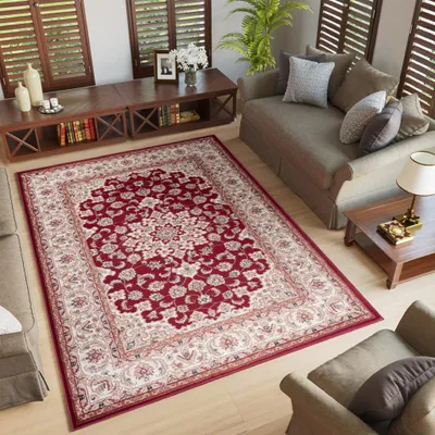 Produktbild von Tapiso Teppich COLORADO Klassisch Rot Beige Creme  140 x 200 cm