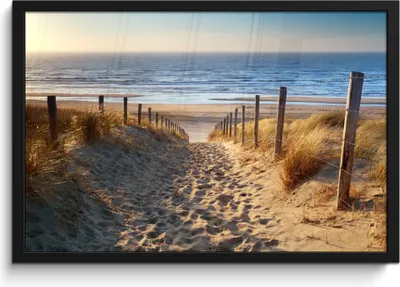 Produktbild von MuchoWow® MuchoWow® Gerahmtes Poster Strand - Meer - Niederlande - Dünen - Sonne 60x40 cm - Poster mit zchwarzem Bilderrahmen - Printing - Wanddeko Schlafzimmer