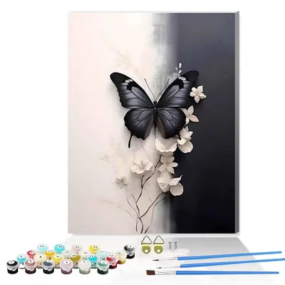 Image de Kit de peinture par numéros pour adultes, motif papillon, idéal pour la création manuelle et la décoration intérieure