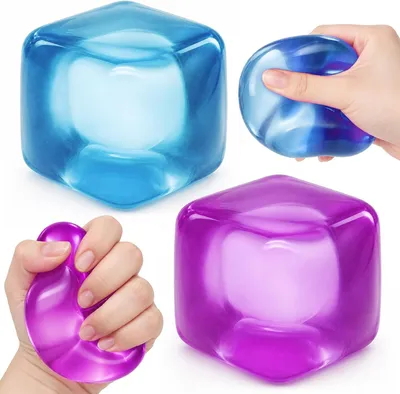 Productafbeelding van Squishy iJsblokjes paars en blauw met sneeuwvlok - Set van 2