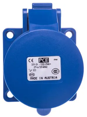 Produktbild von Einbausteckdose 32A 3P 230V /70x70/ blau IP44 323-6