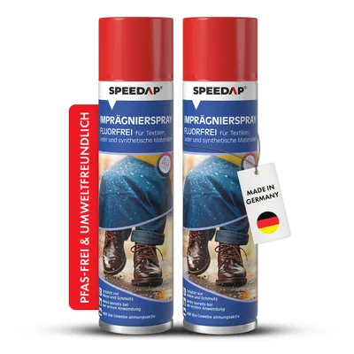 Produktbild von SPEEDAP Imprägnierspray 2er Pack | Unsichtbarer Schutz für Textilien, Leder & Outdoor-Ausrüstung | Wasser- & Schmutzabweisend mit Langzeitwirkung | Atmungsaktiv & rückstandsfrei |  Germany