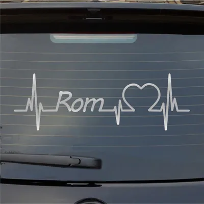 Produktbild von Heckscheibenaufkleber Rom Herzschlag Puls Stadt Liebe 55x18 cm Silber Auto Aufkleber Sticker