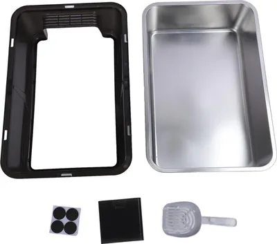 Produktbild von Geschlossener Edelstahl Katzenstrauderbox Top Eingang Anti Spritzer extra großer Metallkitty -Toilette schwarz