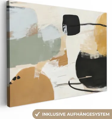 Produktbild von Leinwand Bilder 80x60 cm - Japandi - Abstrakt - Farben, Bild Modern, Wanddeko, Gemälde
