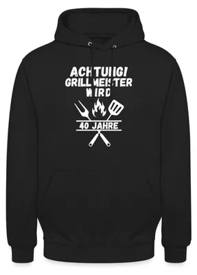 Produktbild von Spreadshirt 40. Geburtstag | Grillmeister Uni Hoodie, XL, Schwarz
