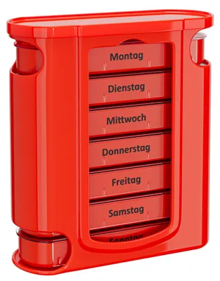Produktbild von WELLGRO Tablettenbox 7 Tage 4 Fächer – Pillenbox & Medikamentenbox mit Tagesaufteilung, große Pillendose als Tabletten Organizer für Zuhause & Reise