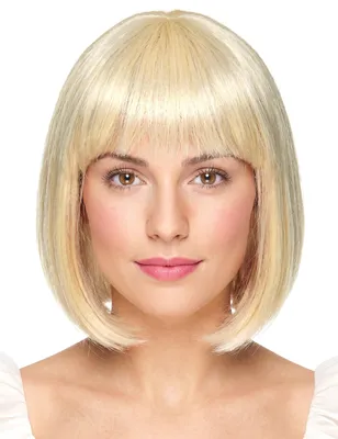 Produktbild von Elegante Bob-Perücke mit Pony mittelblond - Einheitsgröße