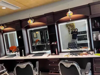 Produktbild von 360Home Massivholz Friseurladen Friseur Spiegel Tisch schwarz C