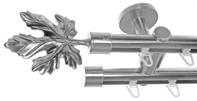 Produktbild von Innenlauf Gardinenstange Edelstahl Look 20mm Deckenbefestigung, 2-läufig Blatt, Länge wählbar D40 E35E30