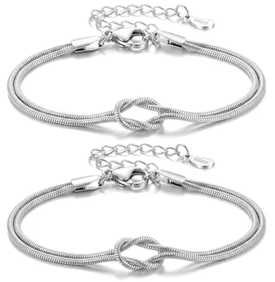 Produktbild von Freundschaftsarmbänder Knoten Armband Damen, Partner Armbänder Silber 925