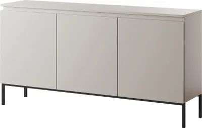 Zdjęcie produktu dla Komoda Selsey Bemmi 3-drzwiowa, beżowa z czarnymi nogami, 150 cm