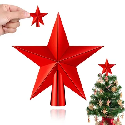 Produktbild von Christbaumspitze Stern 6 cm Glitzer Kunststoff Rot