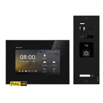 Produktbild von BALTER EVO HD Schwarz Video Türsprechanlage Fingerprint Set 1 Teilnehmer 7" Monitor Schwarz