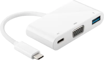 Produktbild von Goobay 56595 USB-C 3.0 auf VGA/USB-C/USB 3.0 Multiport Adapter weiß