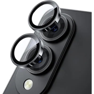 Immagine prodotto di Protezione per fotocamera per Samsung Galaxy S25 Edge, durezza 9H, resistente ai graffi, senza bolle, vetro temperato metallico HD, colore nero, compatibile con schermi da 6,7 pollici