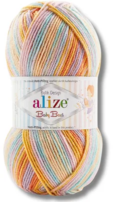 Zdjęcie produktu dla Alize 1x 100g Baby Best Batik – włóczka z efektownym przejściem kolorów, antykulkowa, idealna do szydełkowania i robienia na drutach (kod produktu: 7931)