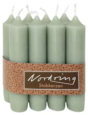 Productafbeelding van Set van 8 pastellgroene stompkaarsen 2,2 x 11 cm