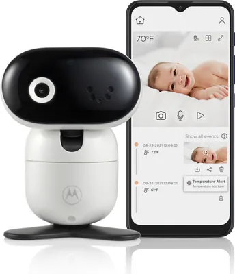 Produktbild von Motorola Nursery PIP1010 CON Baby Monitor-mit Kamera-Schwenken, Neigen, Zoomen und Nachtsicht-Wandhalterung-Motorola Nursery App-Raumtemperatur, Zwei-Wege-Kommunikation und Schlaflieder, Schwarz
