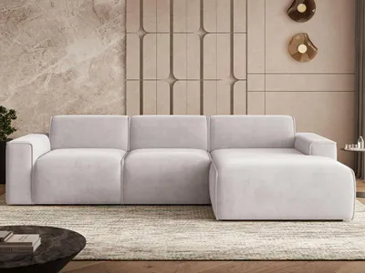 Produktbild von GrainGold Ecksofa L-Form Rechts Lavia - Ecksofa mit Schlaffunktion, Bettkasten - Moderne Ecksofa, Wohnzimmer Sofa - Eckcouch Grau (Castel 80)