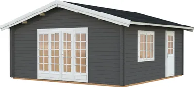 Produktbild von Gartenhaus Palmako Irene 27,7 m² inkl. Fußboden 622 x 598 cm dunkelgrau-weiß