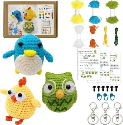 Image de Kit de crochet animaux débutants : 3 animaux mignons avec aiguilles & instructions