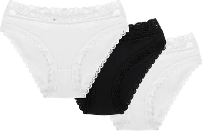 Obrázok produktu pre Wol-Bar Soft Lovely 3-pack bielo-bielo-čierne nohavičky L