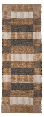 Produktbild von Handwebteppich - 80 x 250 cm - Beige - Braun - Schwarz - kariertes Streifenmuster