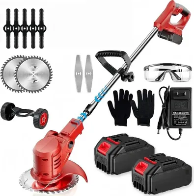 Produktbild von Akku-Rasentrimmer 21V mit 2 Akku und Ladegerät, 3-in-1 Freischneider, 3 Arten Klinge, Motorsense, Teleskop-Stiel & Zusatzhandgriff für Rasen,Garten