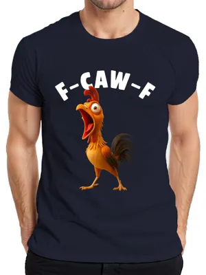 Produktbild von F-CAW-F lustiges Huhn Cartoon Hahn Bauernhof Geschenk Humor witz Herren T-Shirt, Navy, 3XL