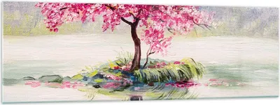 Produktbild von Bilder auf glas - Baum Abstraktion - 160x50cm - Glasbilder - Wandbilder - Kunstdruck - zum Aufhängen bereit - Wanddekoration aus Glas - Glas Bilder - Wandbild auf Glas - Einteilig - GAB160x50-3805